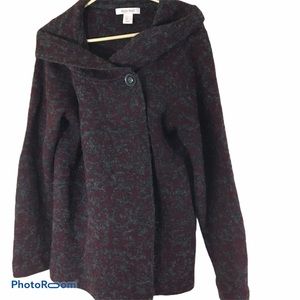 Ellen Tracy One Button Oversized Collar Sweater Size XL